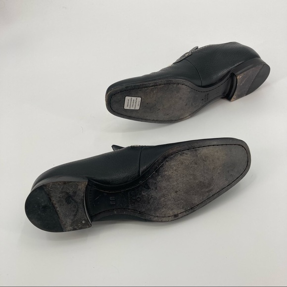 Gucci Men’s Black Leather / White Linen Loafer - Size 8D